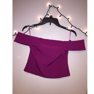 Fusia Chic Off The Shoulder Top Gold Zipper Detail